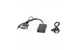 Adapter Lanberg  AD-0021-BK (D-Sub (VGA), Mini Jack M - HDMI F; 0,20m; kolor czarny)
