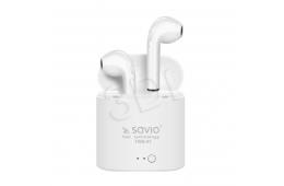 Słuchawki bezprzewodowe SAVIO TWS-01 (douszne; bezprzewodowe, Bluetooth; z wbudowanym mikrofonem; kolor biały)