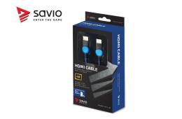 Kabel SAVIO GCL-05 (HDMI M - HDMI M; 3m; kolor czarno-niebieski)