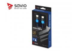 Kabel SAVIO GCL-02 (HDMI M - HDMI M; 1,8m; kolor czarno-niebieski)