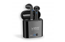 Słuchawki bezprzewodowe SAVIO TWS-02 (douszne; bezprzewodowe, Bluetooth; z wbudowanym mikrofonem; kolor czarny